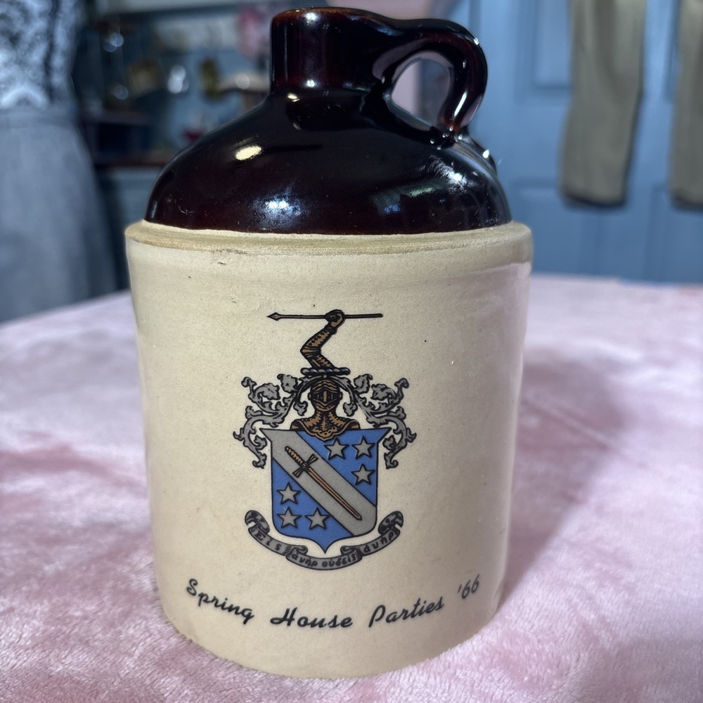 Vintage Fraternity Stoneware Whiskey Jug House Parties Spring Formal 1966